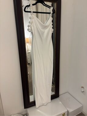 Altar'd State White Maxi Dress with Floral Strap Detail
